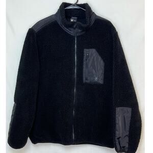 Spyder Men’s XL Black Sherpa Fleece Jacket Zip Front Long Sleeve Outdoor Coat